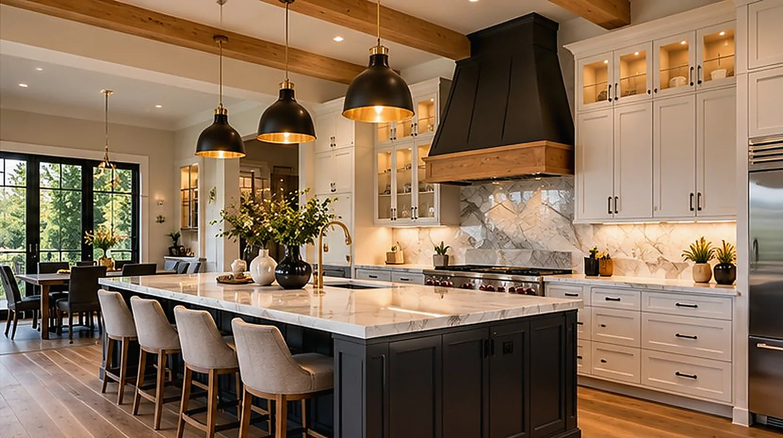 Kitchen flooring and interior trim installation by Legacy Premier Builders